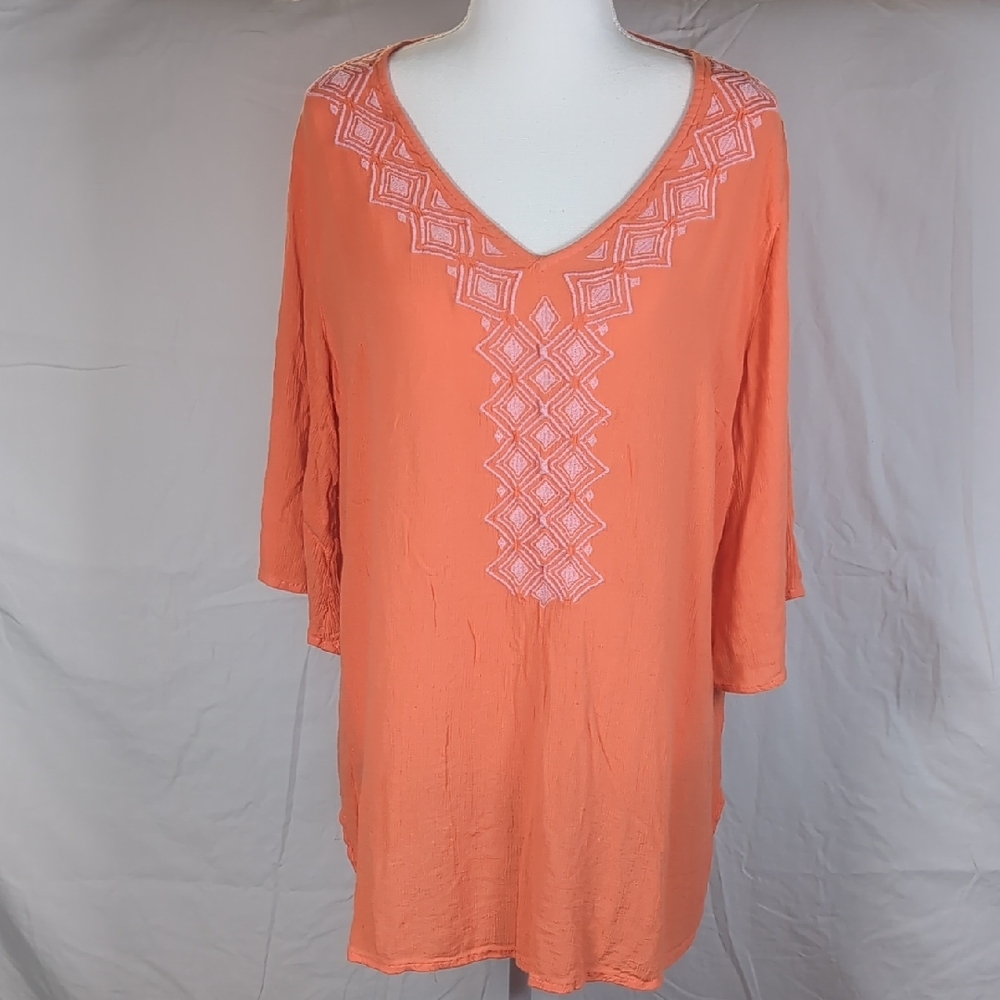 Lilly Pulitzer Vibrant Coral Orange Tunic Top